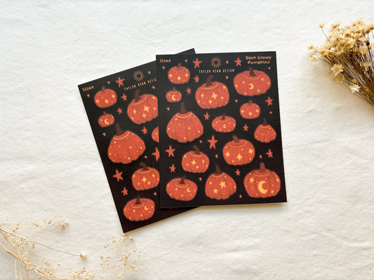 Dark Glowy Pumpkins Sticker Sheet