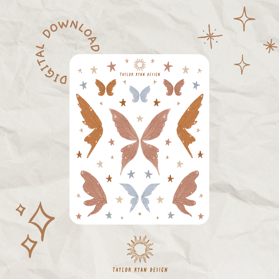 *PRINTABLE* Folk Fairy Wings Sticker Sheet