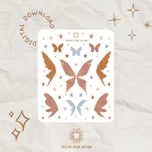 *PRINTABLE* Folk Fairy Wings Sticker Sheet