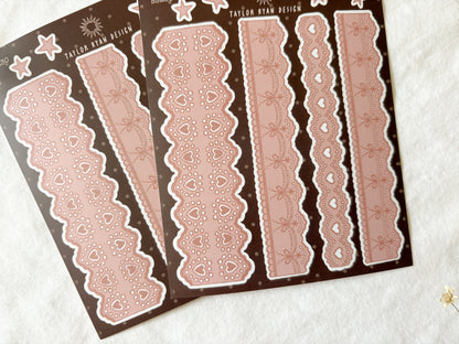 Pink Lace Strips Sticker Sheet