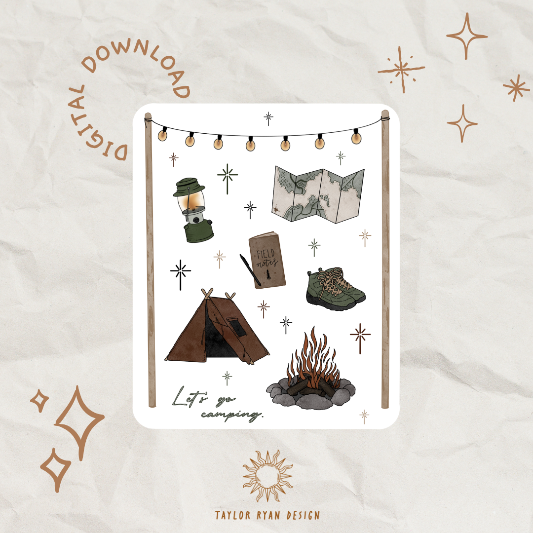 *PRINTABLE* Cozy Camping Sticker Sheet