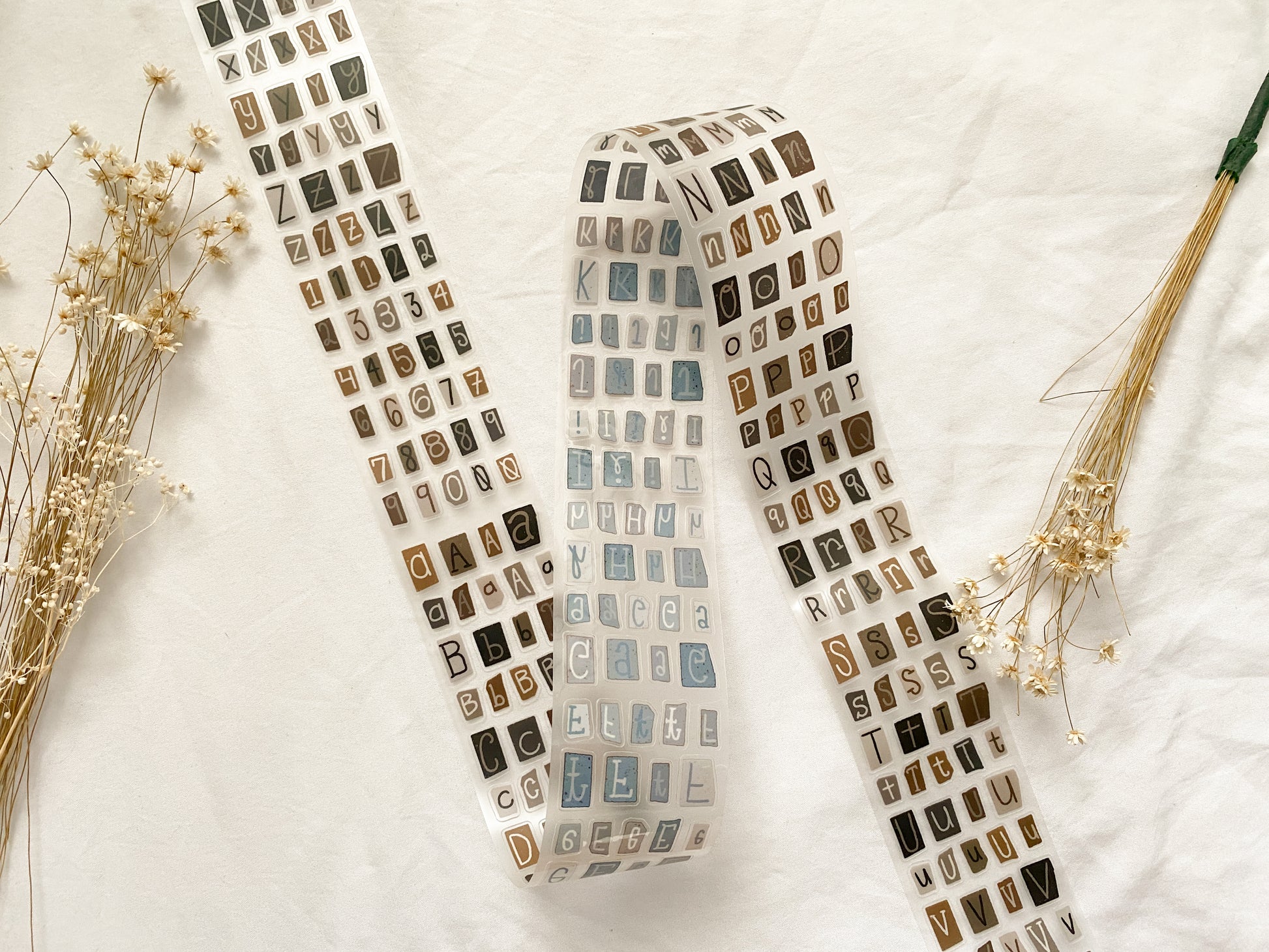 Neutral Letters & Numbers PET Tape (PRE-CUT)