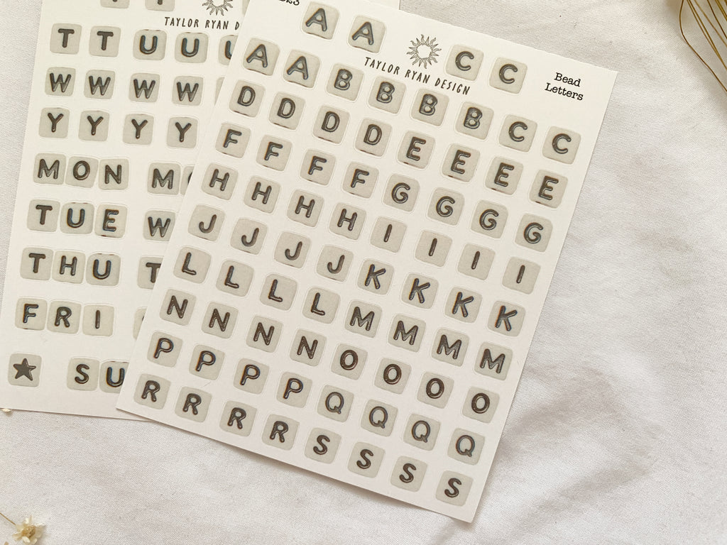 Bead Letters Sticker Sheets