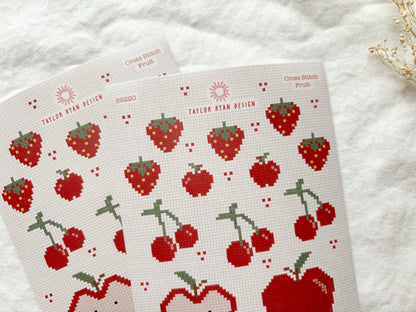 Cross Stitch Fruit Sticker Sheet