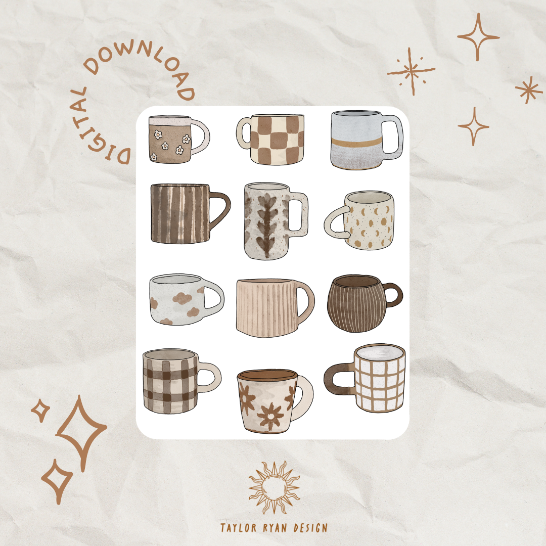 *PRINTABLE* Mug Collection Sticker Sheet