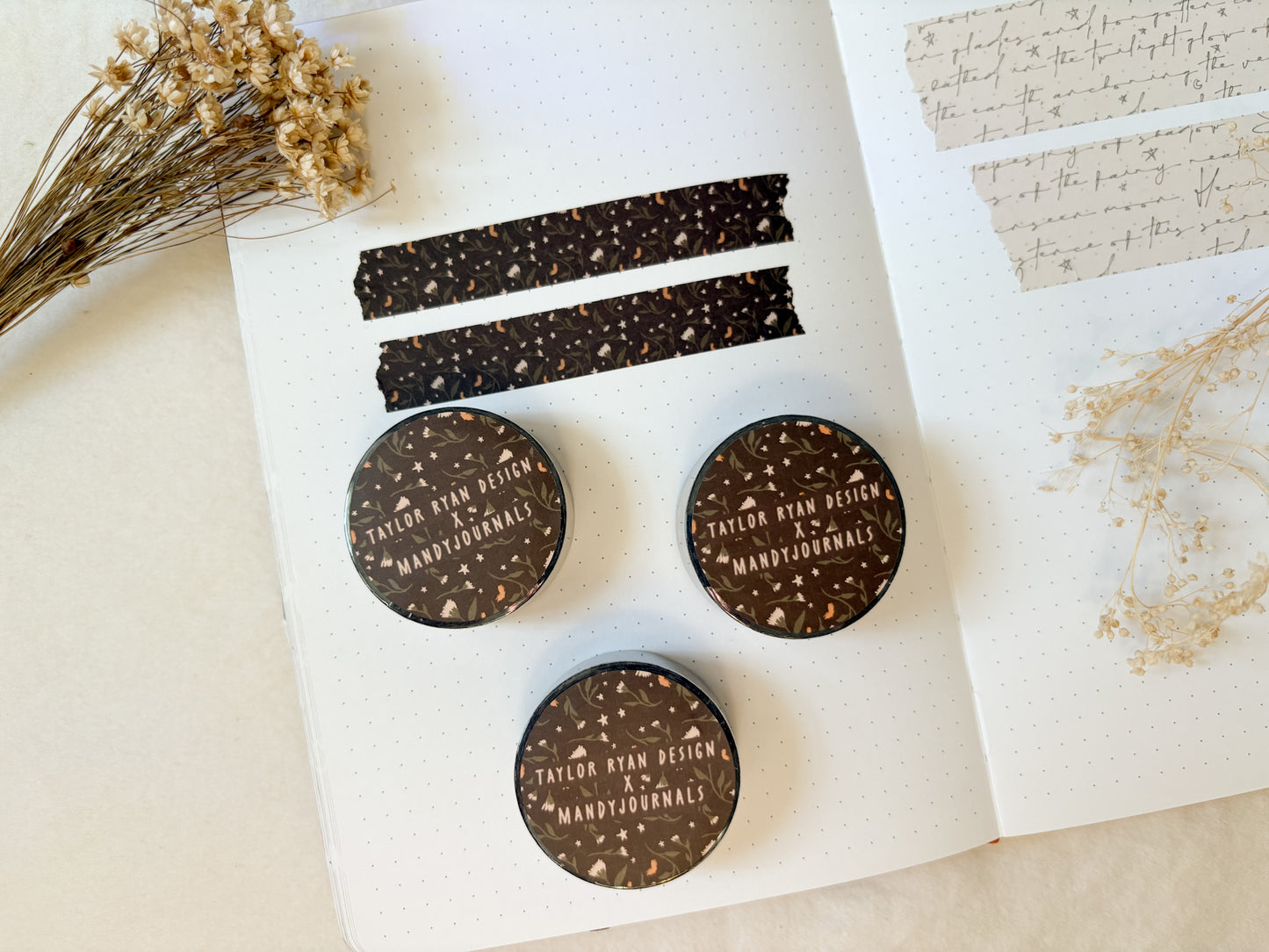 Dark Floral Washi Tape