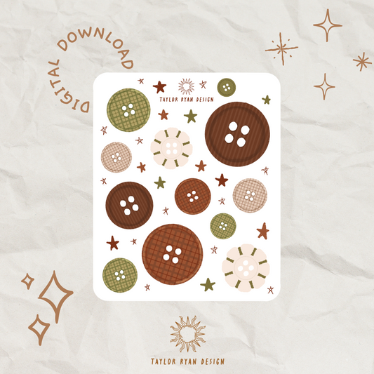 *PRINTABLE* Colorful Buttons Sticker Sheet