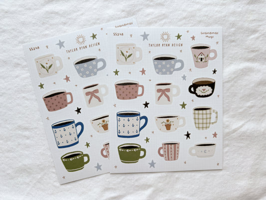 Grandma's Mugs Sticker Sheet
