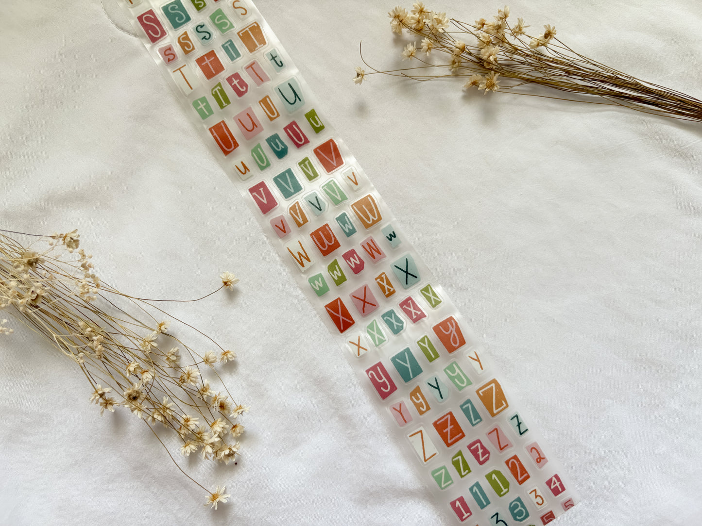 Colorful Letters & Numbers PET Tape (PRE-CUT)