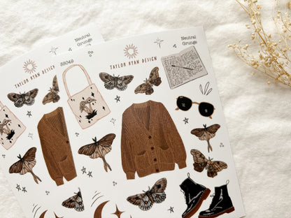 Neutral Grunge Sticker Sheet