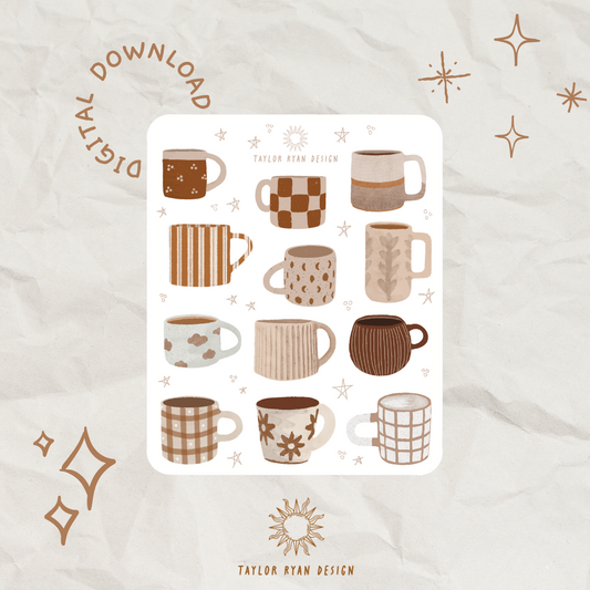 *PRINTABLE* Mug Collection Sticker Sheet