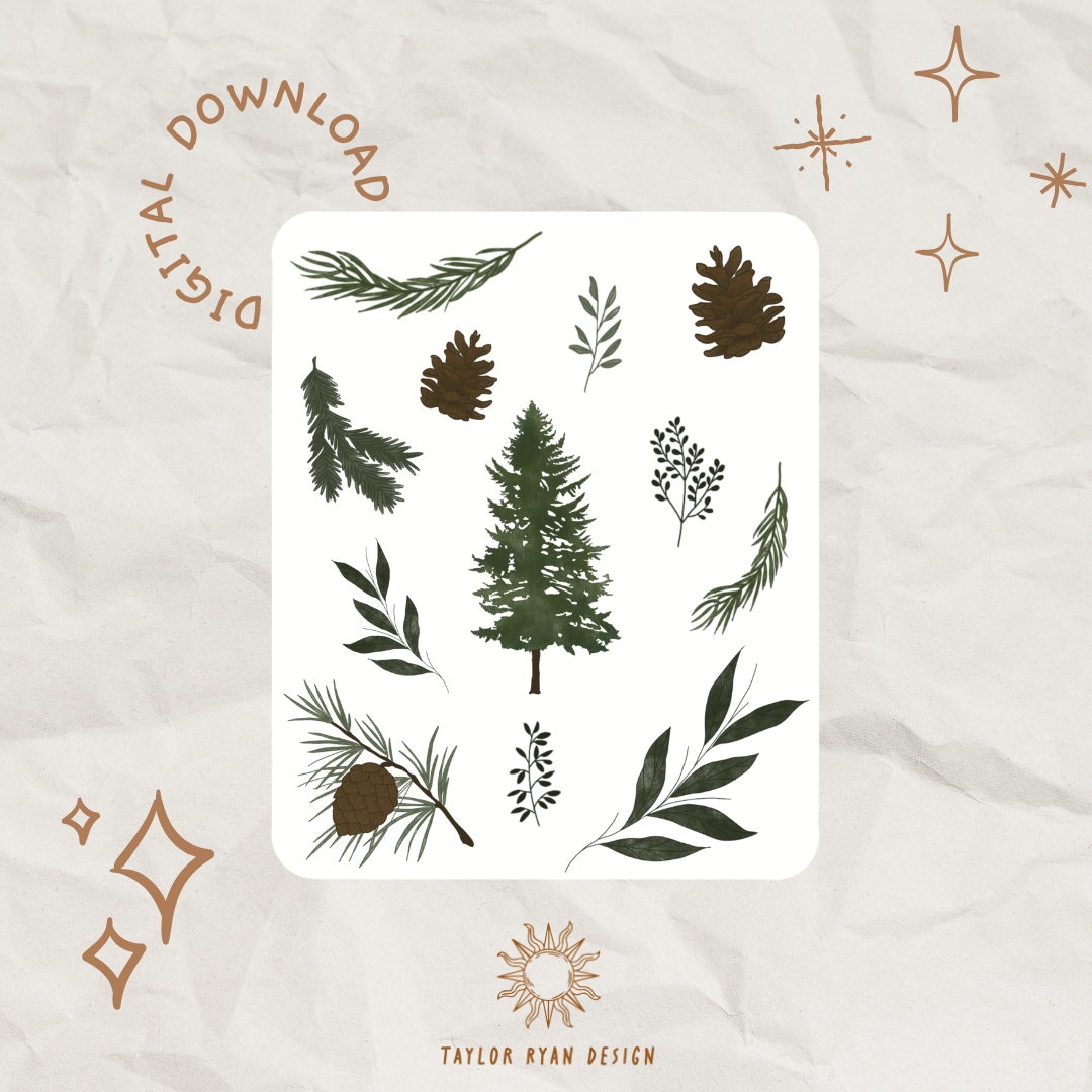 *PRINTABLE* Forest Greenery Sticker Sheet