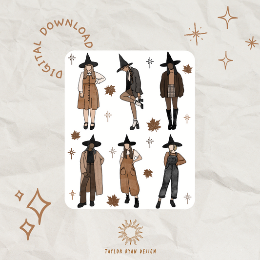 *PRINTABLE* Fall Witches Sticker Sheet