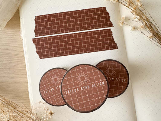 Brown Grid Washi Tape
