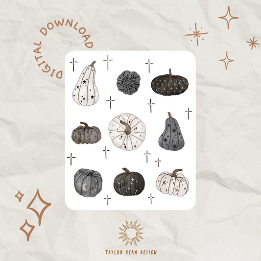 *PRINTABLE* Witchy Pumpkins Sticker Sheet