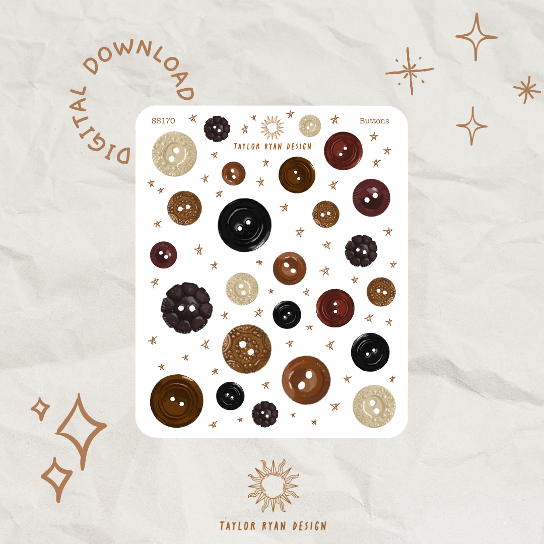 *PRINTABLE* Buttons Sticker Sheet – Taylor Ryan Design