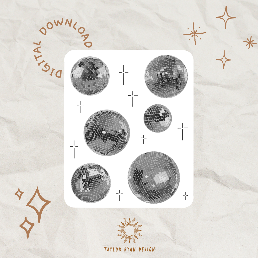 Printable Disc Sticker *PRINTABLE* Silver Disco Sticker Sheet – Taylor Ryan Design