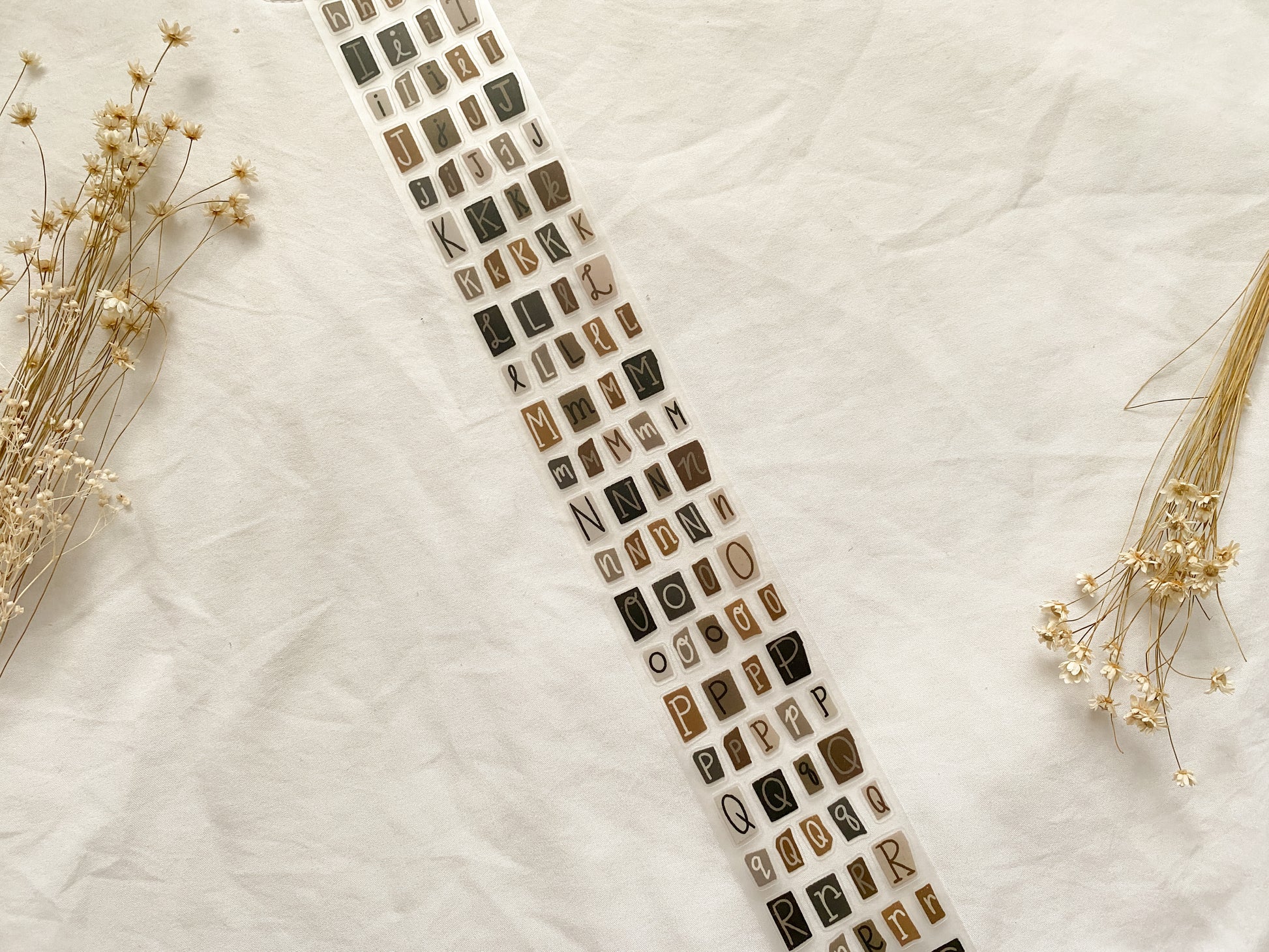 Neutral Letters & Numbers PET Tape (PRE-CUT)