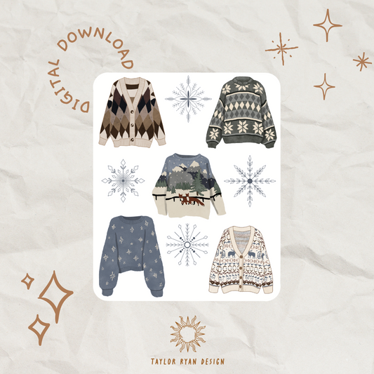 *PRINTABLE* Winter Sweaters Sticker Sheet