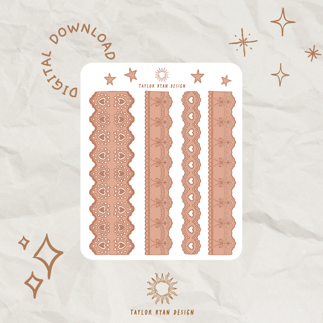 *PRINTABLE* Pink Lace Strips Sticker Sheet – Taylor Ryan Design