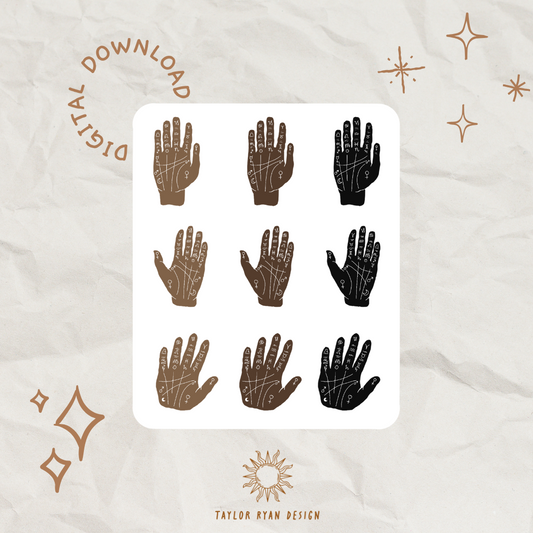 *PRINTABLE* Neutral Palmistry Sticker Sheet