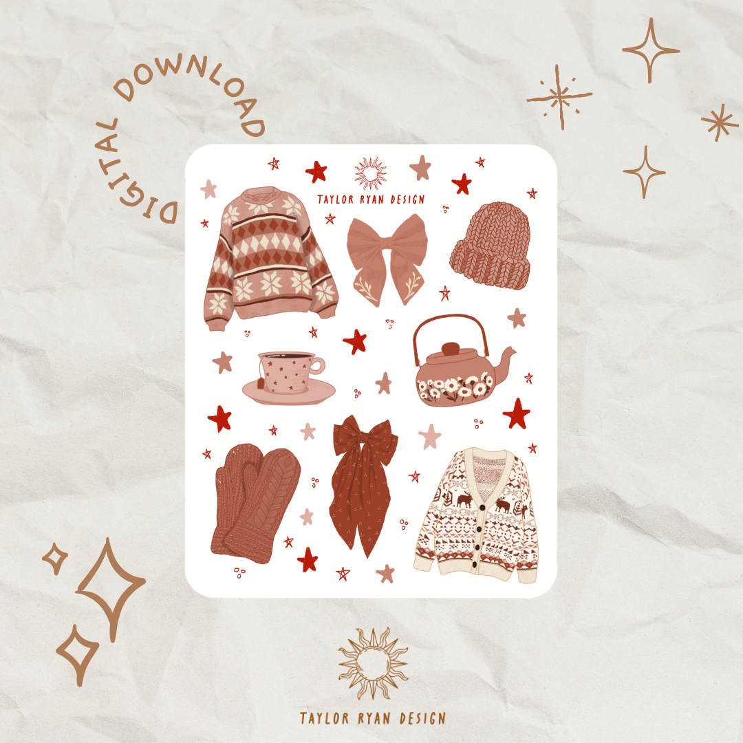 *PRINTABLE* Rosy Winter Sticker Sheet