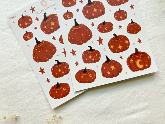 Light Glowy Pumpkins Sticker Sheet