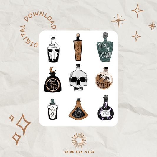 *PRINTABLE* Potion Bottles Sticker Sheet