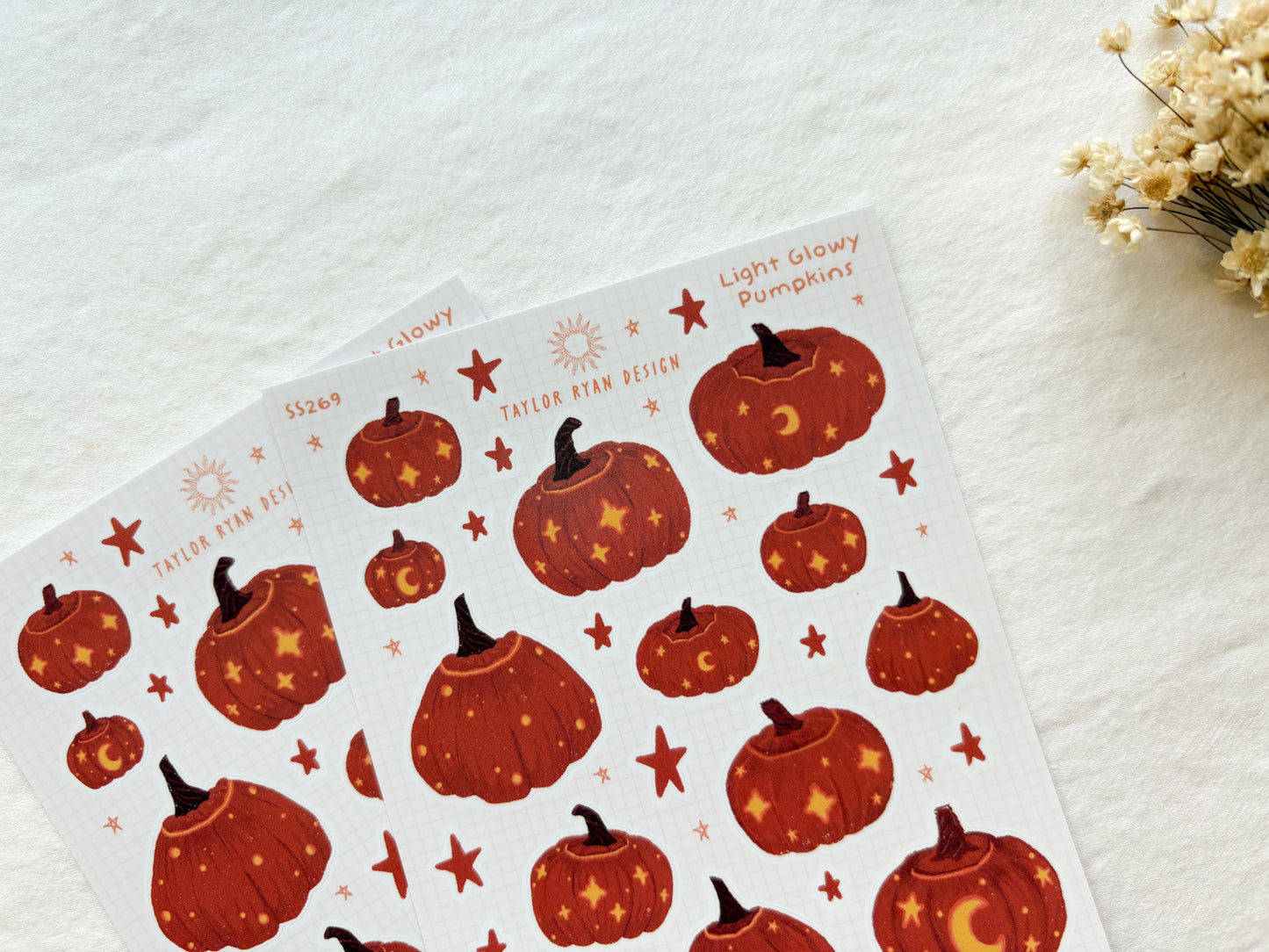 Light Glowy Pumpkins Sticker Sheet