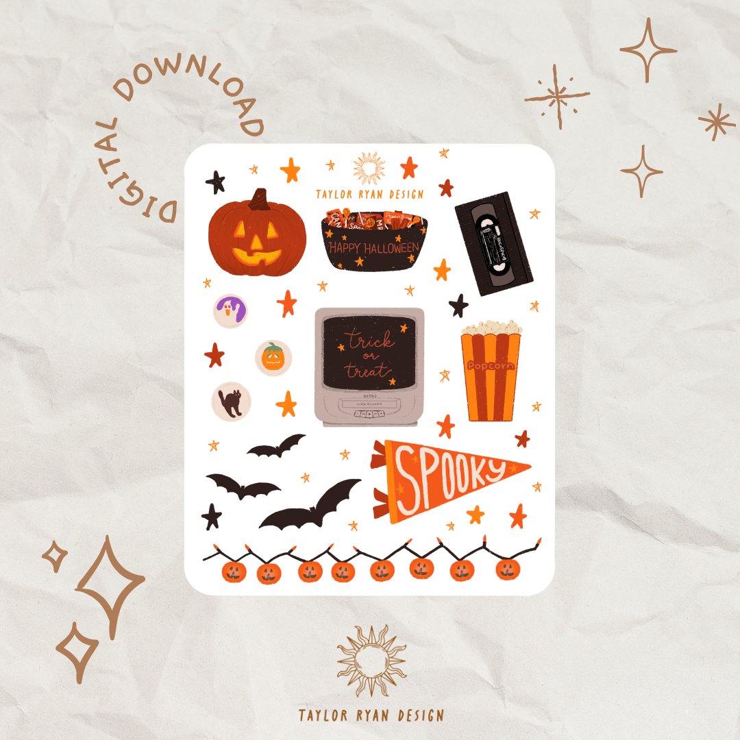 *PRINTABLE* Autumn Movie Night Sticker Sheet