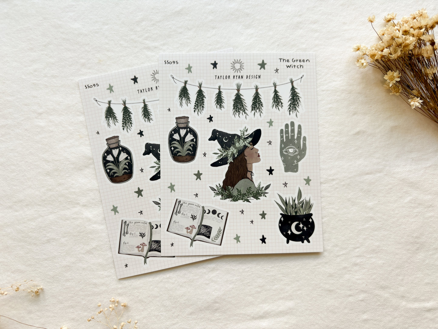 Green Witch Sticker Sheet