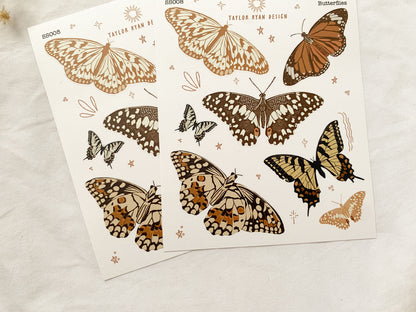 Neutral Butterflies Sticker Sheet