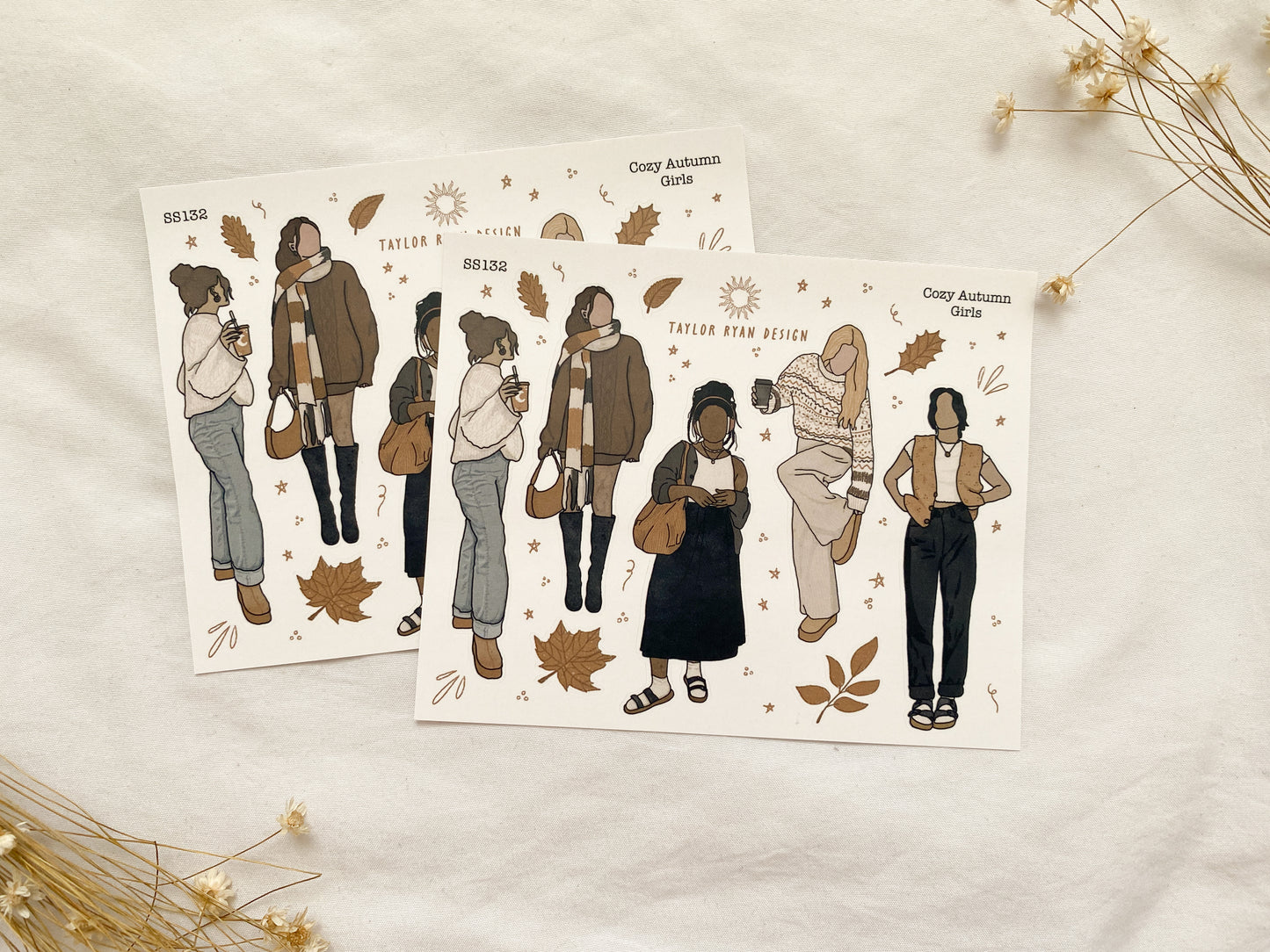 Cozy Autumn Girls Sticker Sheet