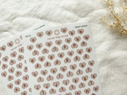 Heart Letters Sticker Sheets (slightly different colors from previous version)