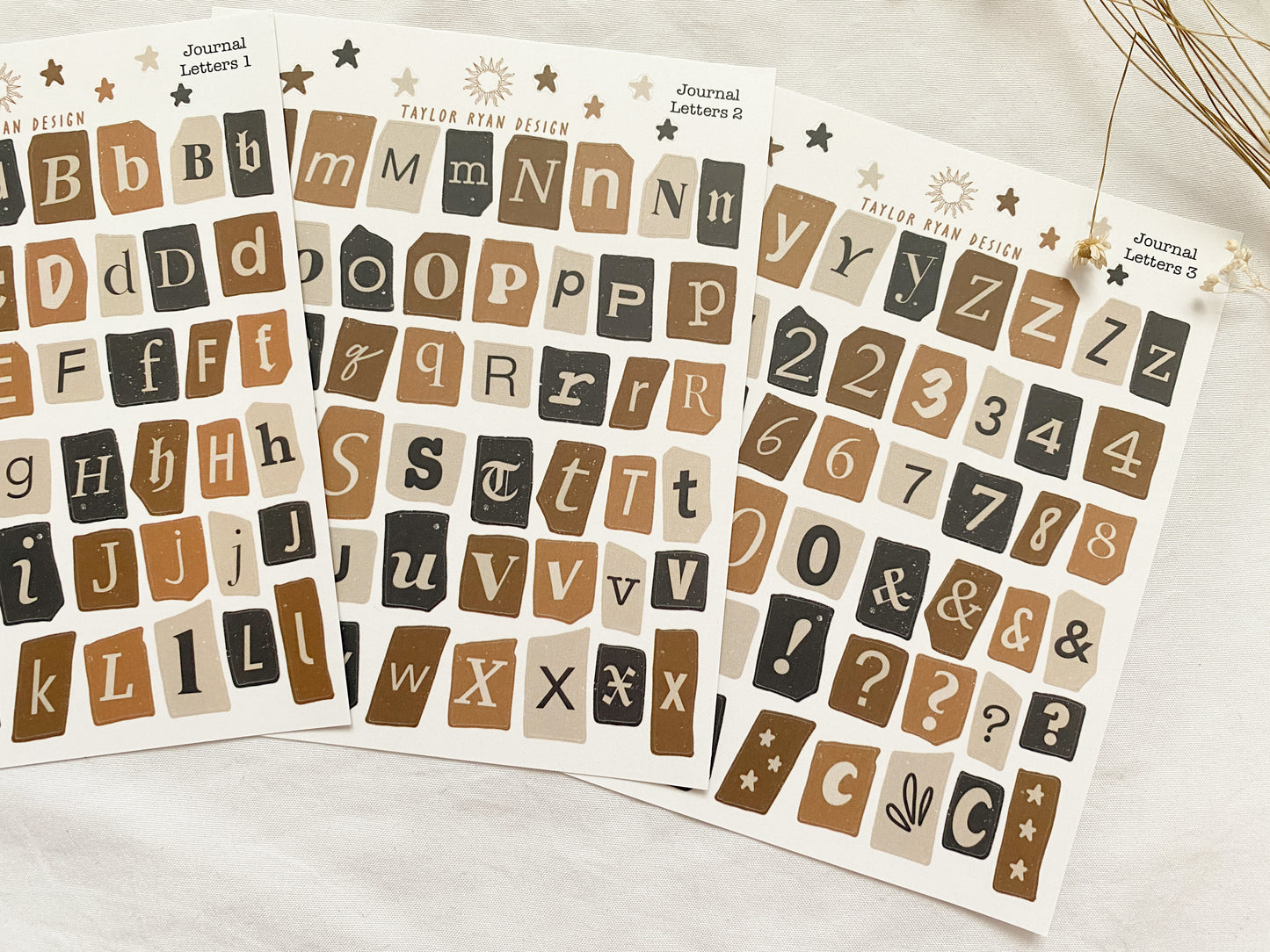 Journal Letters Sticker Sheets