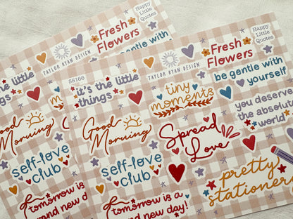 Happy Little Quotes Sticker Sheet