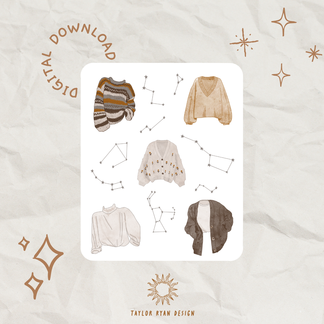 *PRINTABLE* Cozy Sweaters Sticker Sheet