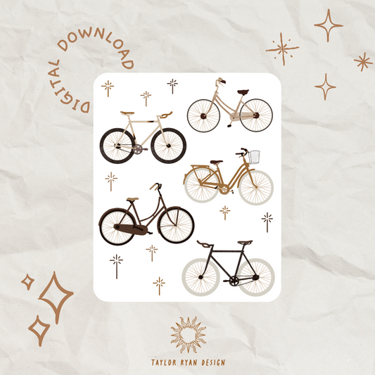 *PRINTABLE* Neutral Bicycles Sticker Sheet