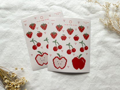 Cross Stitch Fruit Sticker Sheet