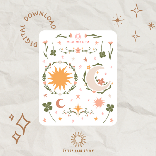 *PRINTABLE* Celestial Spring Sticker Sheet