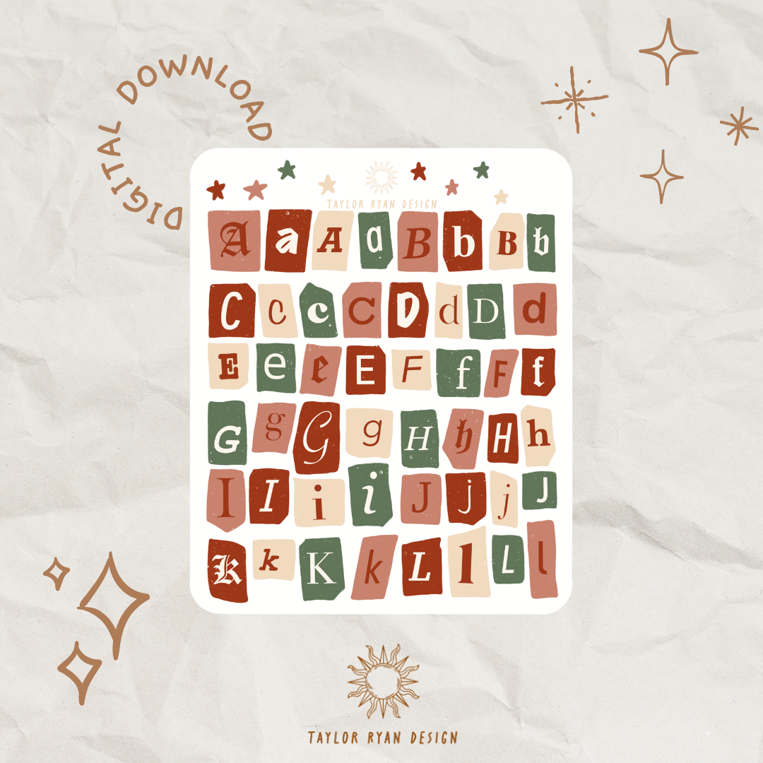 *PRINTABLE* Holiday Letters Sticker Sheet (NO CRICUT FILE)