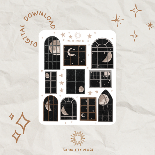 *PRINTABLE* Starry Night Windows Sticker Sheet