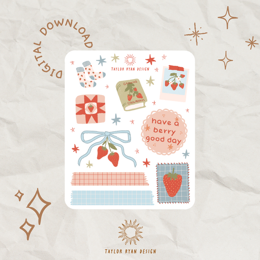 *PRINTABLE* Strawberry Daydream Sticker Sheet