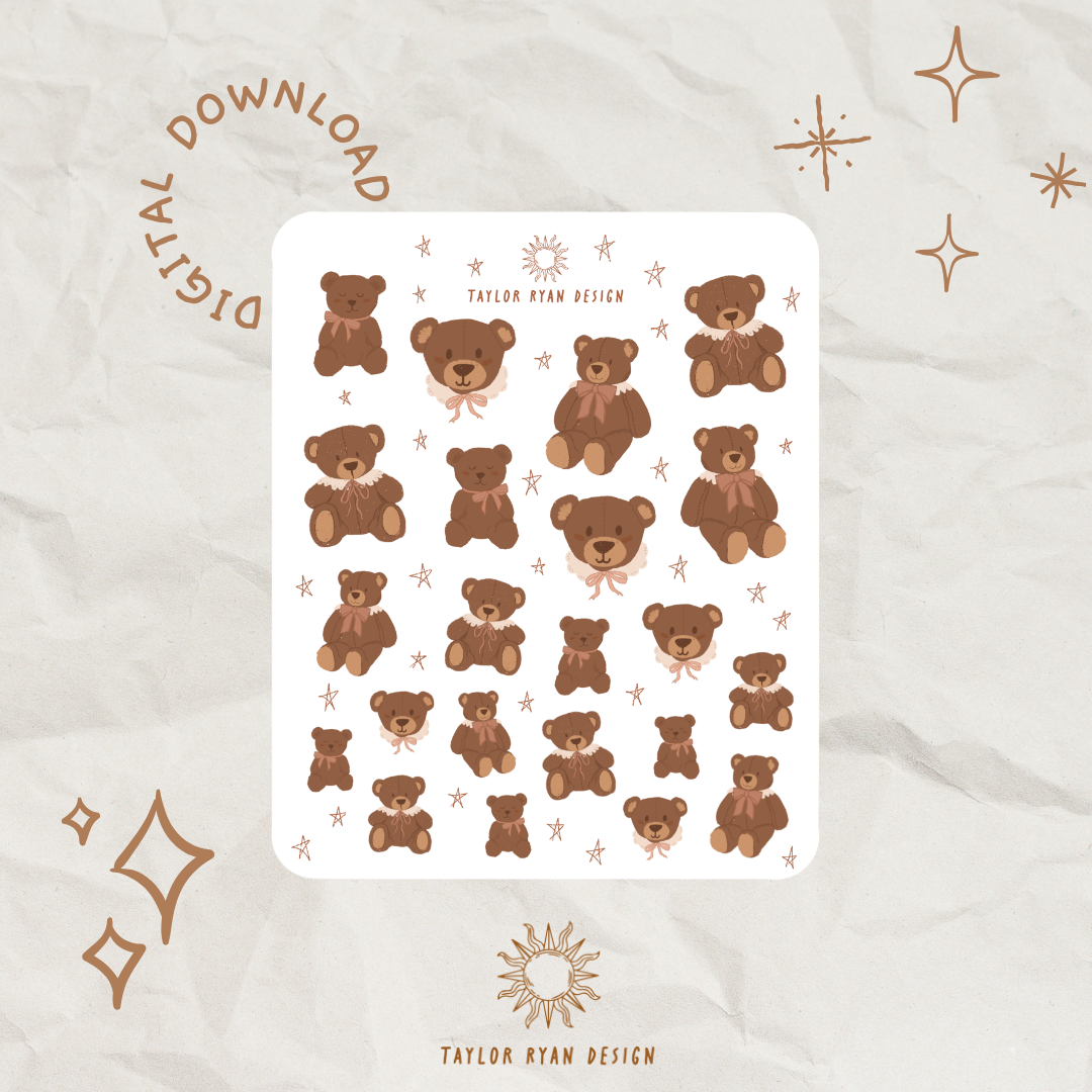 *PRINTABLE* Mini Bears Sticker Sheet – Taylor Ryan Design