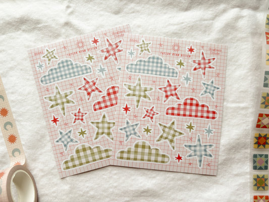 Gingham Clouds Sticker Sheet