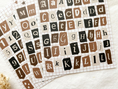 Journal Letters Sticker Sheets