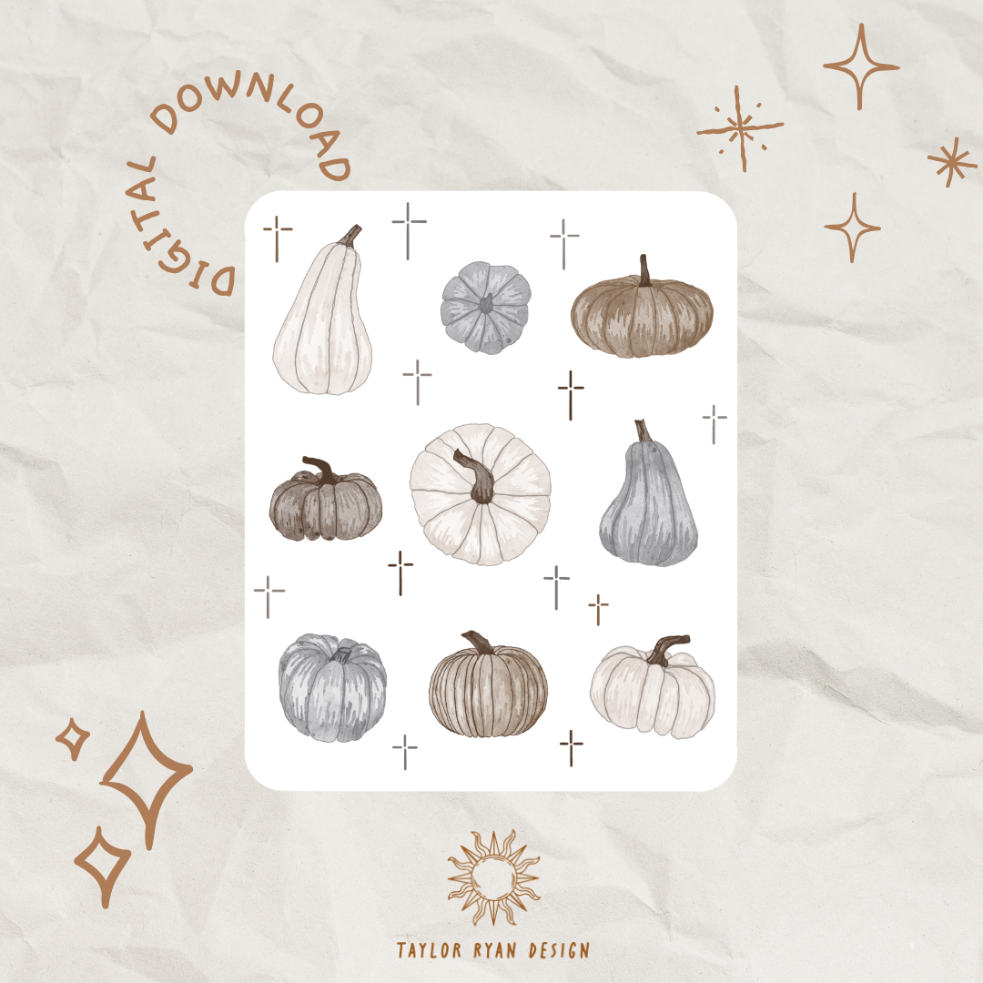 *PRINTABLE* Neutral Pumpkins Sticker Sheet