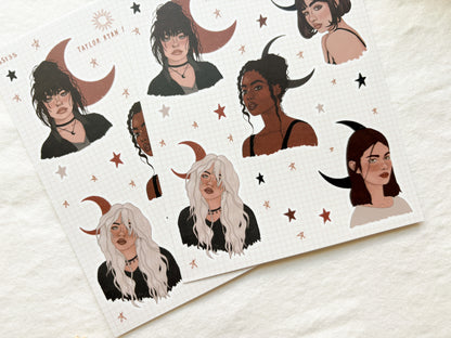 Lunar Girls Sticker Sheet