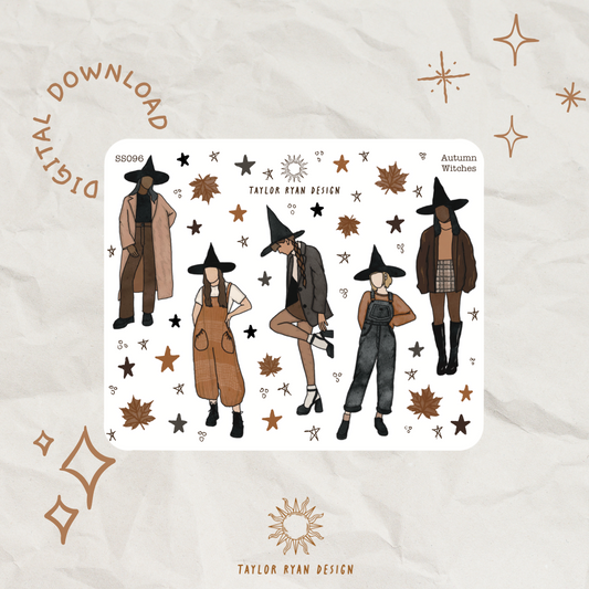 *PRINTABLE* Autumn Witches Sticker Sheet
