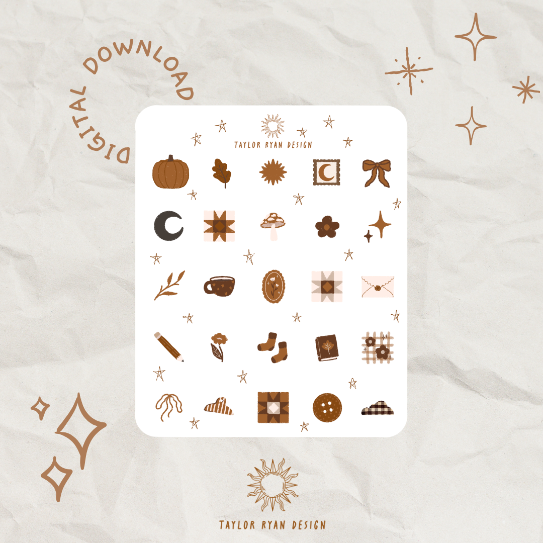 *PRINTABLE* Fall Icons Sticker Sheet